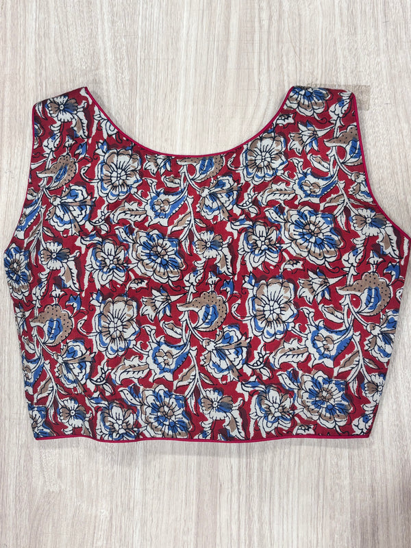 Hemanika- Red/Blue Blouse (Sleeveless)