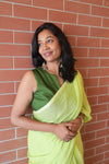 Ilai- Plain Lemon Green Mul Cotton Saree