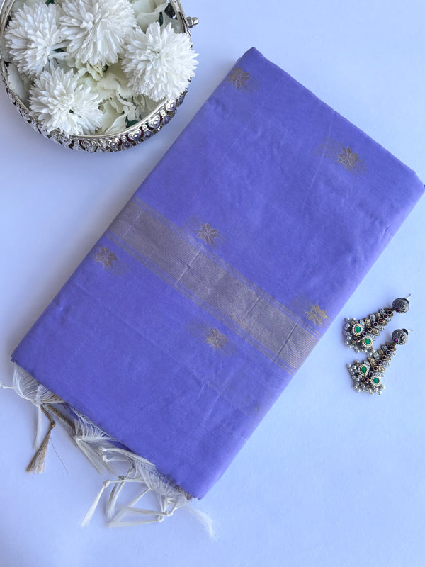 Maheshwari - Lavendar Maheshwari Silk- Cotton Saree