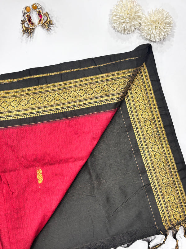 Kurunji- Maroon/Black Kalyani Cotton Saree