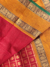 Annam - Maroon Checks Kanchi Cotton Saree