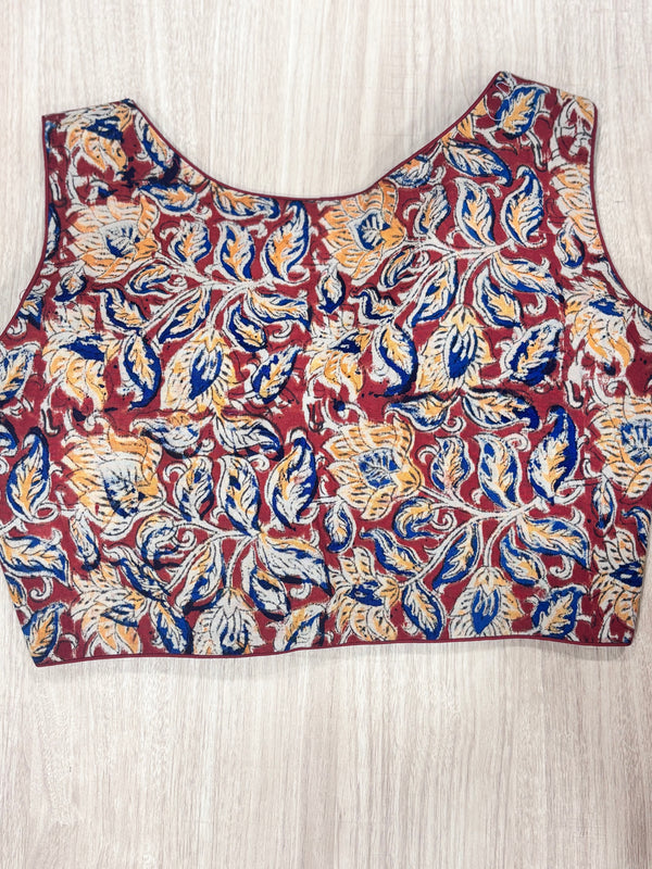 Hemanika- Maroon /Blue Blouse (Sleeveless)