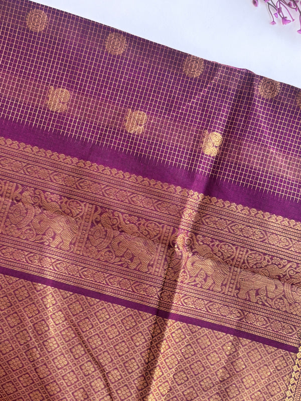 Meenakshi - Wine Kattam Kanchi Cotton Saree