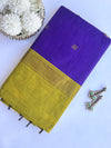Maheshwari - Violet/Green Maheshwari Silk- Cotton Saree