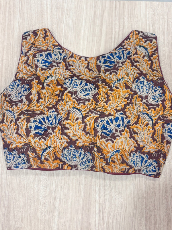 Hemanika- Maroon /Mustard Blouse (Sleeveless)