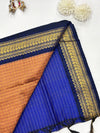 Sevanthi- Brown/Blue Kalyani Cotton Checks Saree