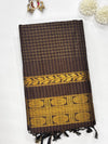 Sevanthi- Brown Kalyani Cotton Checks Saree