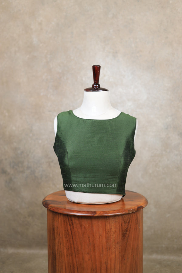 Vaigai- Mehandi Green Blouse (Attachable Sleeves)