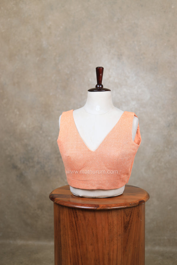 Arya- Peach Blouse (Attachable Sleeves)