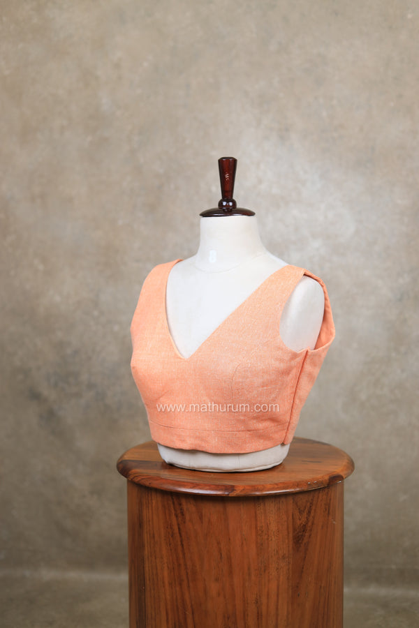 Arya- Peach Blouse (Attachable Sleeves)