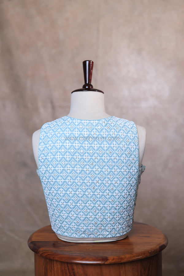 Petals- Ice Blue Blouse (Sleeveless)