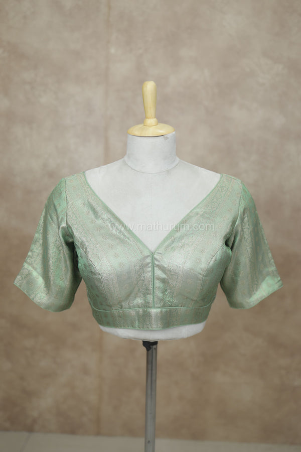 Megalai- Light Green Blouse (Attachable Sleeves)