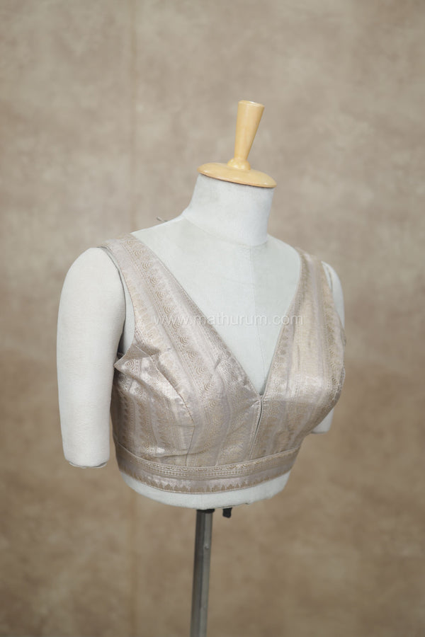 Megalai- Light Gold Blouse (Attachable Sleeves)