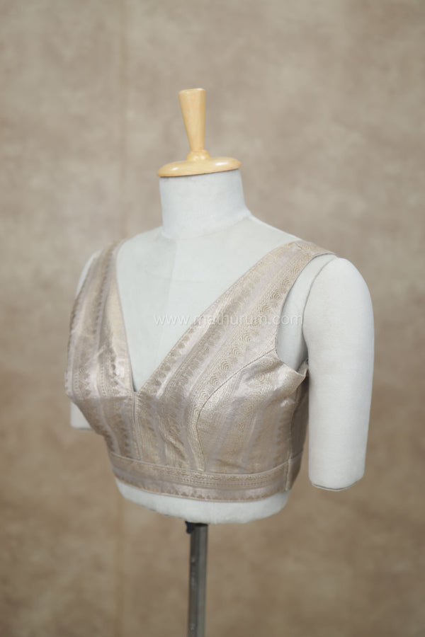 Megalai- Light Gold Blouse (Attachable Sleeves)