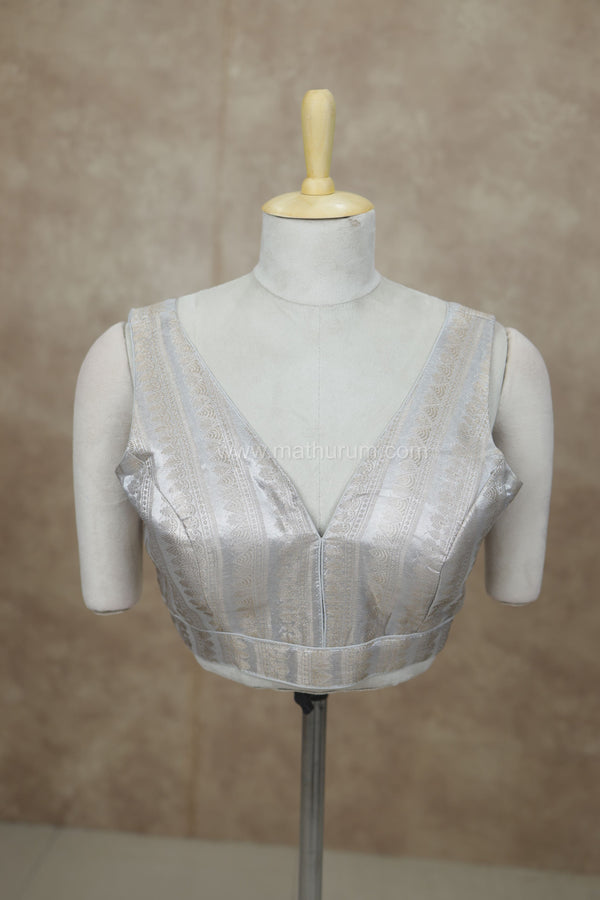 Megalai- Light Grey Blouse (Attachable Sleeves)
