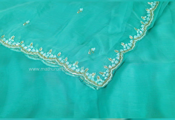 Sea Salt Aqua Teal Blue - DESIGNER SAREE