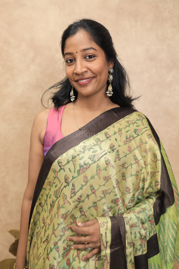 Gajra- Light Green Gajji-Silk Saree