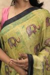 Gajra- Lemon Yellow Gajji-Silk Saree