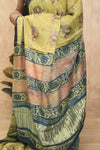 Gajra- Lemon Yellow Gajji-Silk Saree