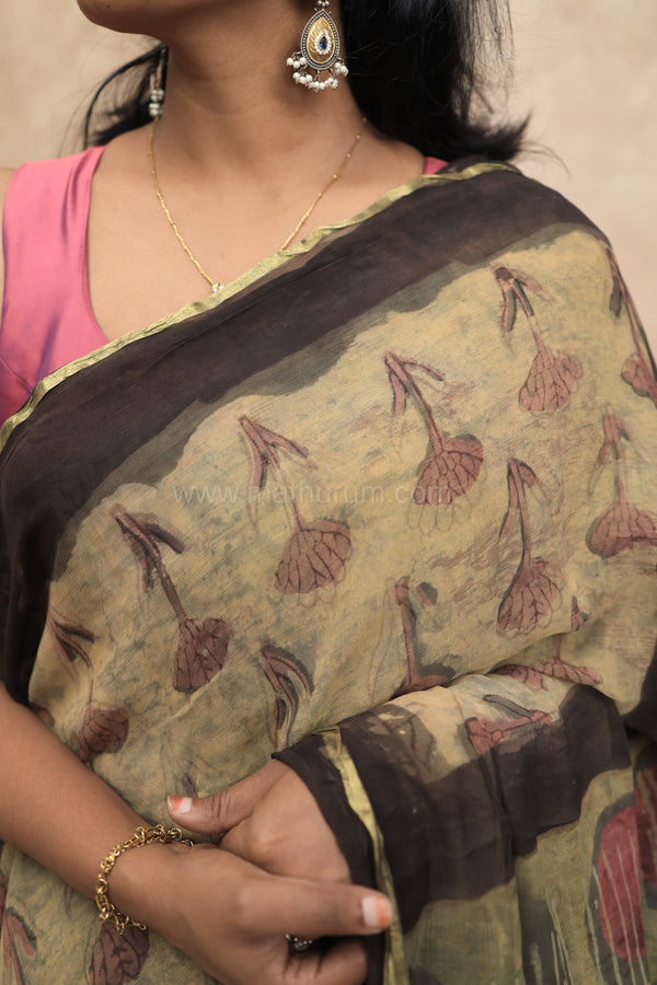 Naksha- Brown Chiffon Saree
