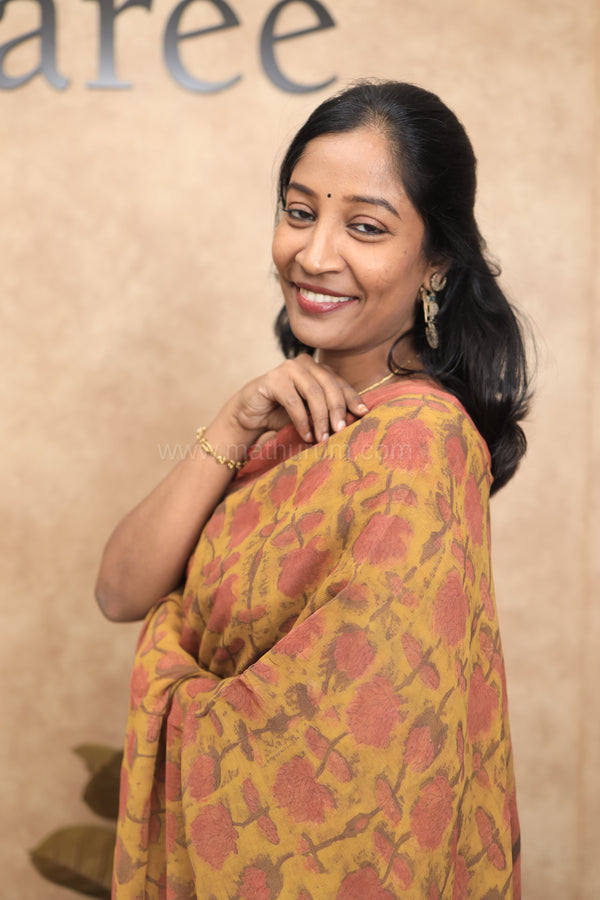 Gulmohar- Mustard Georgette Saree