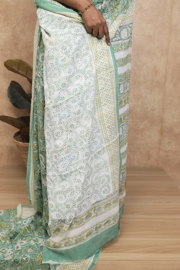 Gulmohar- Teal Blue Georgette Saree