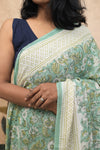 Gulmohar- Teal Blue Georgette Saree