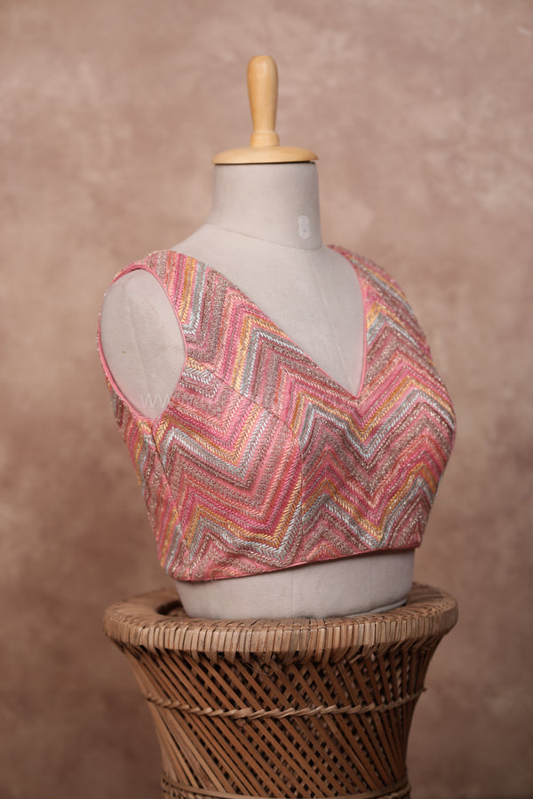 Mogra- Pink Blouse (Attached Sleeves)