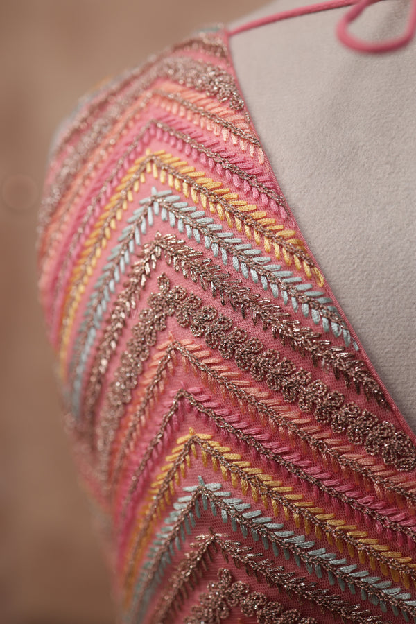Mogra- Pink Blouse (Attached Sleeves)