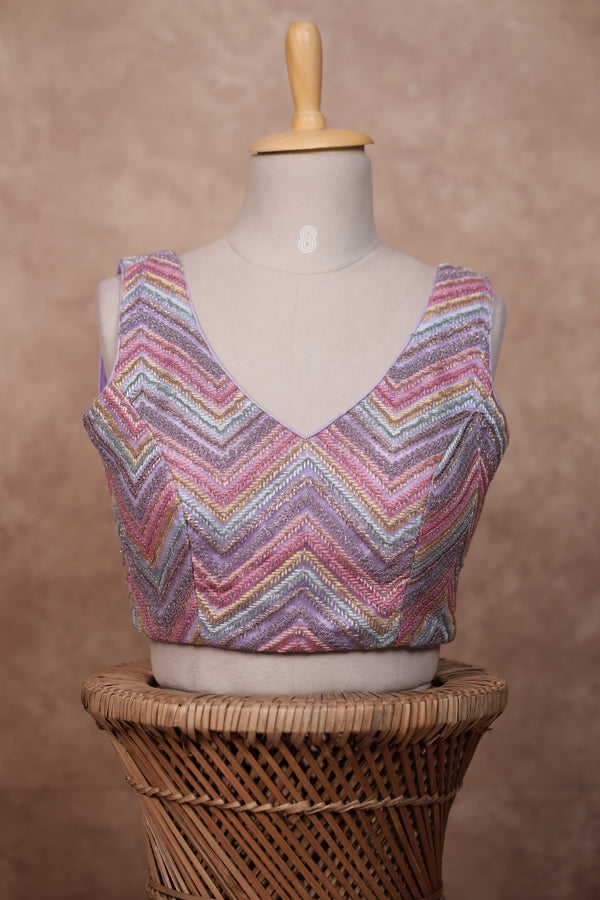 Mogra- Lavendar Blouse (Attached Sleeves)
