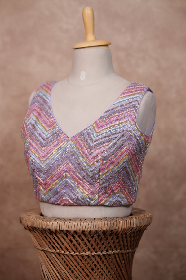 Mogra- Lavendar Blouse (Attached Sleeves)