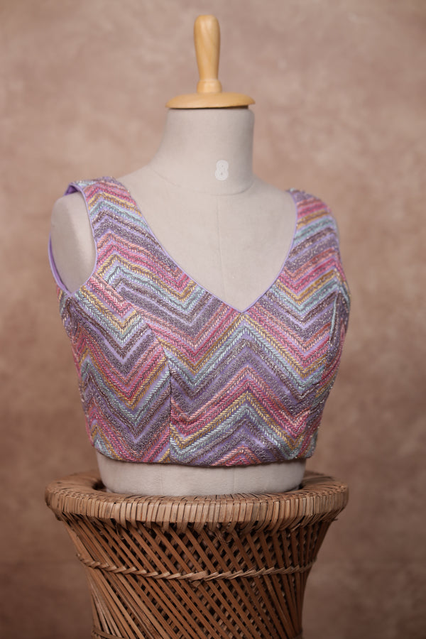 Mogra- Lavendar Blouse (Attached Sleeves)