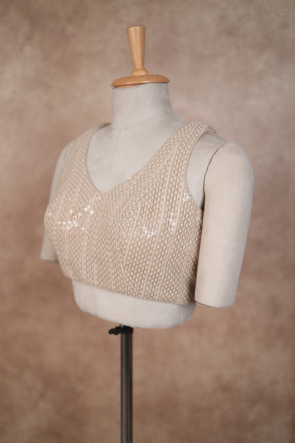 Noor- Beige Blouse (Attached Sleeves)