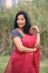 Nira Jute Silk Plain Sarees - Dark Pink