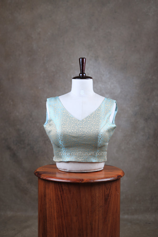 Abinaya- Rama Blue Blouse (Attachable Sleeves)