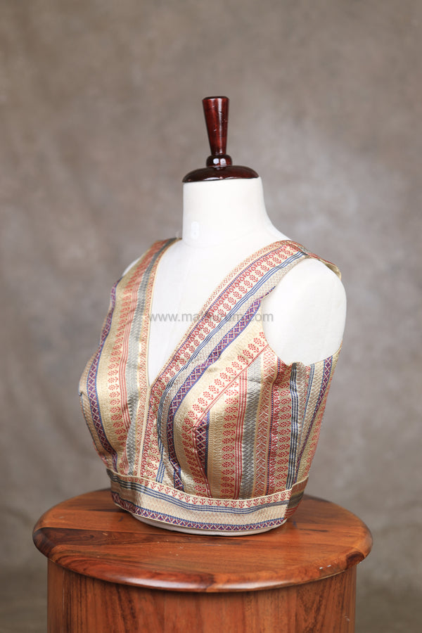 Tharigai- Gold Blouse (Attachable Sleeves)