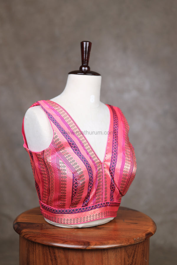 Tharigai- Pink Blouse (Attachable Sleeves)