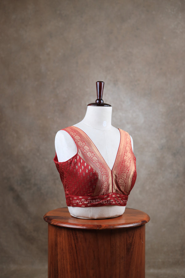 Kundhavai - Light Maroon Blouse (Attachable Sleeves)
