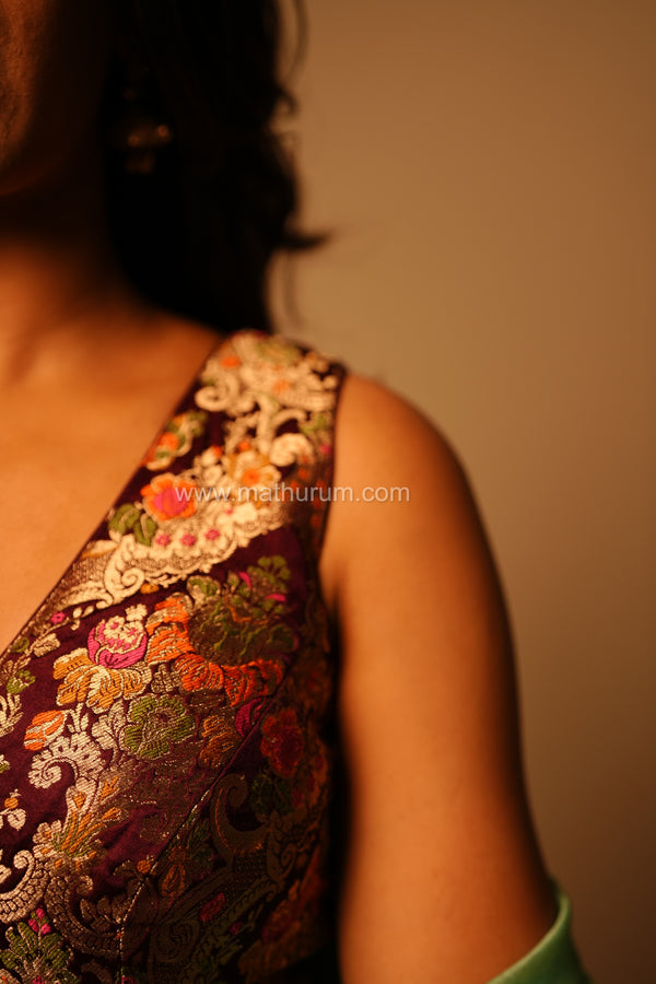 Veena- Wine Blouse (Attachable Sleeves)