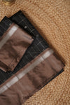 Maya Black Semi-Silk - Silver Checks Saree