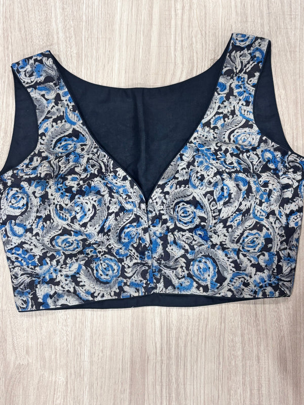 Hemanika- Black /Blue Blouse (Sleeveless)