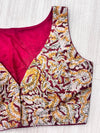 Hemanika- Red/Mustard Blouse (Sleeveless)