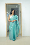 Ilai- Plain Sea Green Mul Cotton Saree