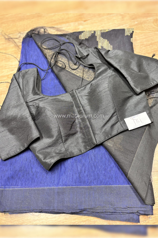 Maaya- Jute Cotton Blue/Black Saree