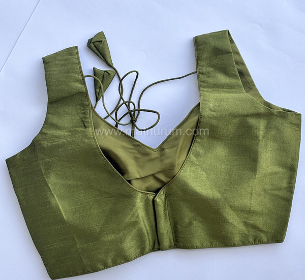 Rang- Mehendi Green Blouse (Attachable Sleeves)