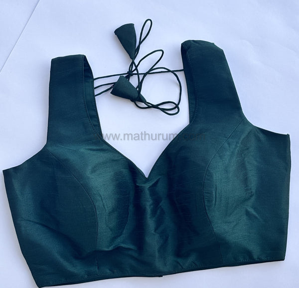 Rang- Dark Green Blouse (Attachable Sleeves)