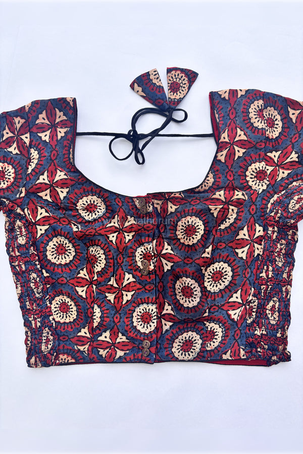 Ziva- Blue/Maroon Strechable Blouse
