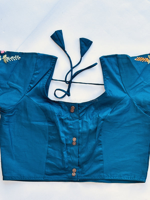 Little Garden - Blue&Green Embroidery Blouse