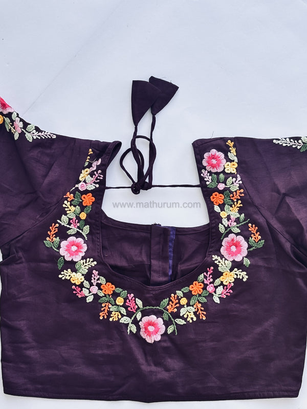 Little Garden - Wine Embroidery Blouse
