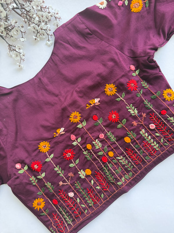 Botanica - Wine Embroidery Blouse